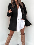 Woochic manteau en laine avec poches col cheminée manches longues femme élégant