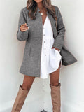 Woochic manteau en laine avec poches col cheminée manches longues femme élégant
