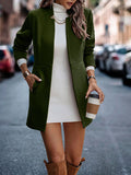 Woochic manteau en laine avec poches col cheminée manches longues femme élégant