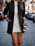 Woochic manteau en laine avec poches col cheminée manches longues femme élégant