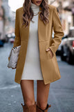 Woochic manteau en laine avec poches col cheminée manches longues femme élégant