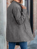 Woochic manteau en laine avec poches col cheminée manches longues femme élégant