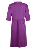 Woochic mi-longue blouse robe boutonnage col revers manches longues casual femme ample