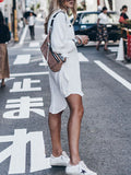 Woochic mi-longue blouse robe en lin boho boutonnage avec poches manches longues femme casual chemisier