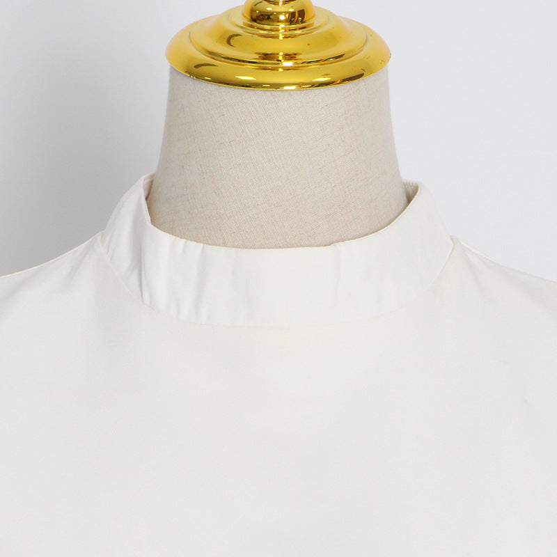 Woochic mini-robe col mi-haut en plume d’autruche droite sans manches,cocktail