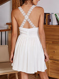 Woochic mini-robe dentelle dos nu mode blanche