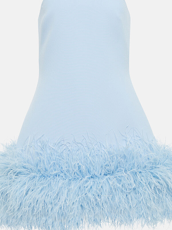 Woochic mini-robe moulante bustier plume mode cocktail
