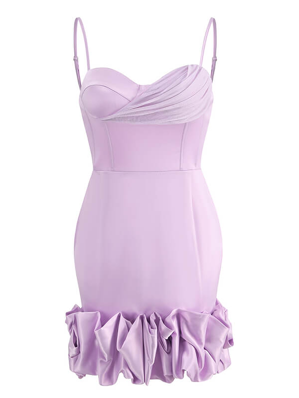 Woochic mini-robe moulante satin tulle à fines brides mode cocktail