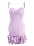 Woochic mini-robe moulante satin tulle à fines brides mode cocktail