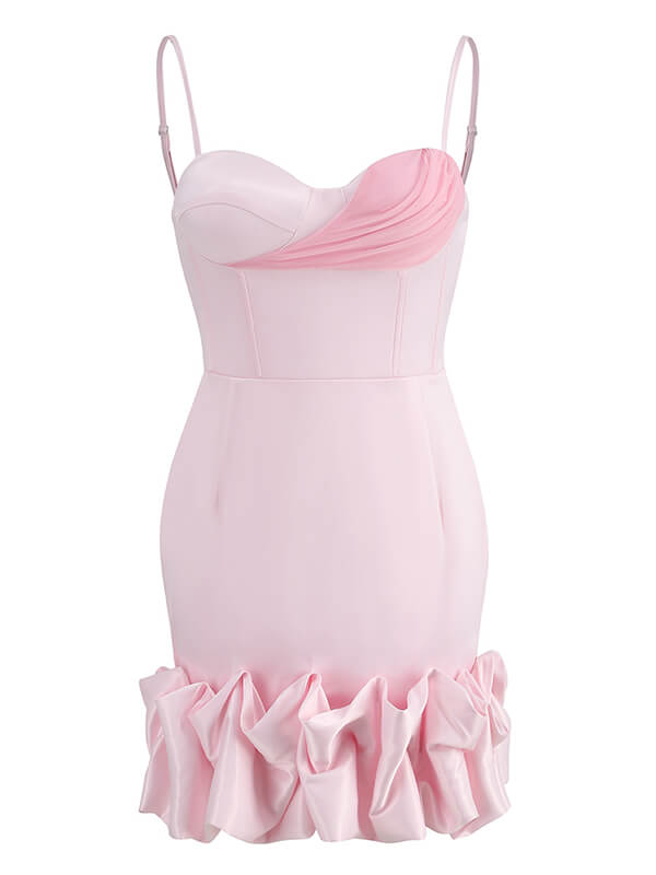 Woochic mini-robe moulante satin tulle à fines brides mode cocktail
