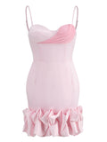 Woochic mini-robe moulante satin tulle à fines brides mode cocktail