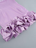 Woochic mini-robe moulante satin tulle à fines brides mode cocktail