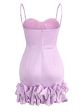 Woochic mini-robe moulante satin tulle à fines brides mode cocktail