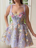 Woochic mini-robe tulle fleurie brodée bustier cocktail