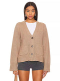 Woochic pull cardigan col en v décontracté à manches longues kaqi S