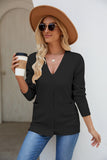 Woochic pull cardigan col en v manches longue simple boutonnage noir S