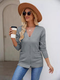 Woochic pull cardigan col en v manches longue simple boutonnage gris clair S