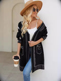 Woochic pull cardigan col en v motif de dessin animé tricoté noir S