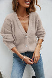 Woochic pull cardigan col rond rayé tricoté crochet abricot S