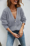 Woochic pull cardigan col rond rayé tricoté crochet gris S