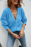Woochic pull cardigan col rond rayé tricoté crochet bleu S