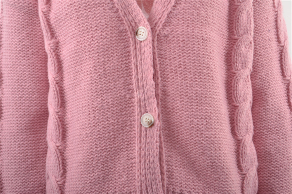 Woochic pull cardigan col rond rayé tricoté crochet