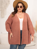 Woochic pull cardigan grande taille femme col en V rose 1XL