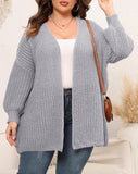 Woochic pull cardigan grande taille femme col en V gris 1XL