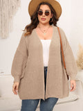 Woochic pull cardigan grande taille femme col en V abricot 1XL