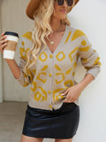 Woochic pull cardigan imprimé léopard col en v tricoté abricot S