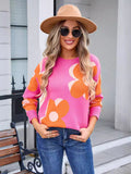 Woochic pull col en rond imprimé floral manches longue rose2 S