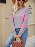 Woochic pull col en rond imprimé léopard dessin coloré gris clair S