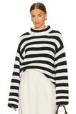 Woochic pull col montant rayée tricoté manches longues noir S