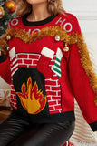 Woochic pull de Noël brodé flammes et chaussettes jacquard