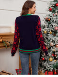 Woochic pull de Noël brodé lettres paillettes scintillantes jacquard