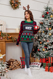 Woochic pull de Noël brodé lettres paillettes scintillantes jacquard