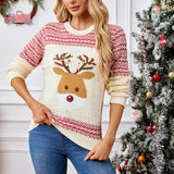 Woochic pull de Noël brodé sequins motif élan Blanchâtre S