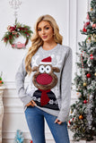 Woochic pull de Noël brodé tricoté motif renne gris S