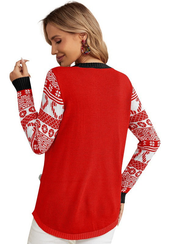 Woochic pull de Noël broderie motif chaton
