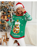 Woochic pull de Noël broderie motif chaton