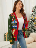 Woochic pull de Noël cardigan col en V jacquard contrasté