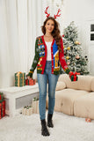 Woochic pull de Noël cardigan col en V jacquard contrasté