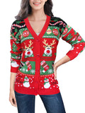 Woochic pull de Noël cardigan col en V motif de renne rouge S
