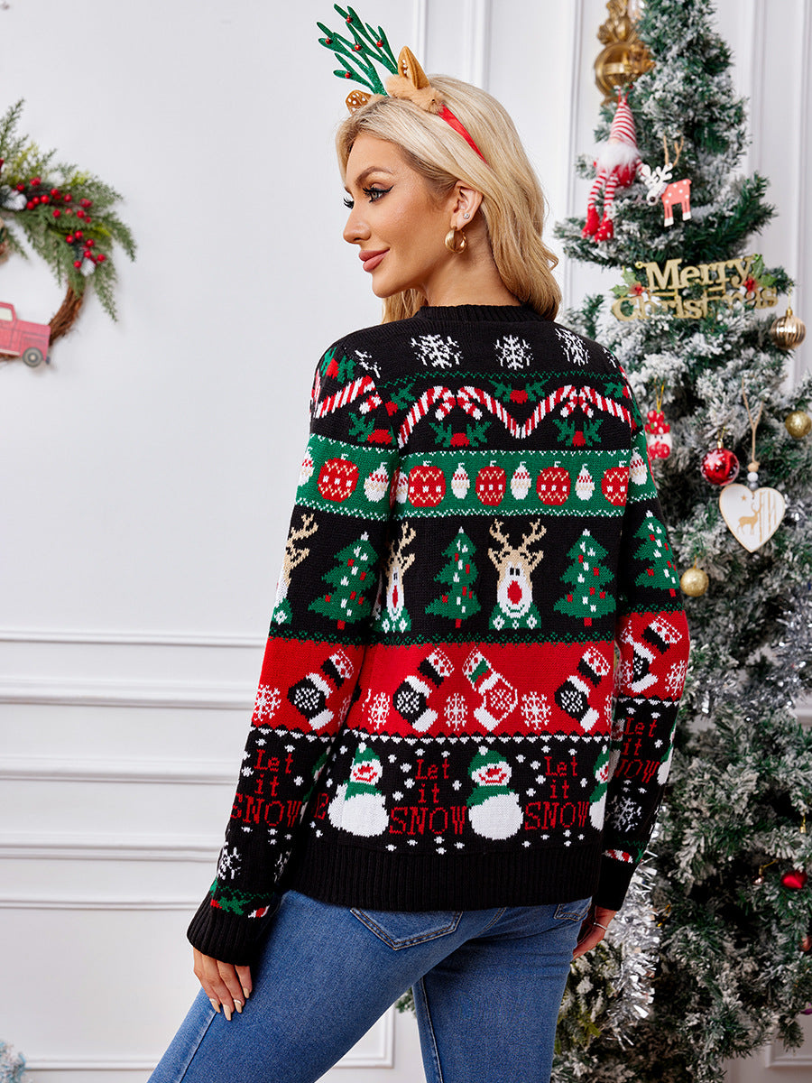 Woochic pull de Noël cardigan col en V motif de renne