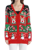 Woochic pull de Noël cardigan col en V motif de renne