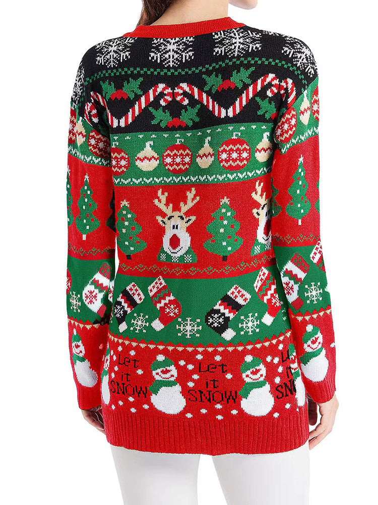 Woochic pull de Noël cardigan col en V motif de renne
