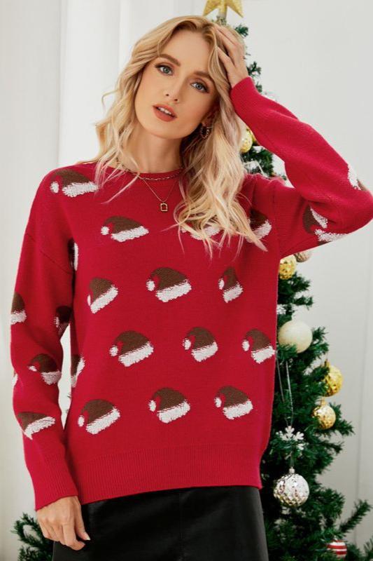 Woochic pull de Noël col en rond chapeaux de Père Noël rouge S