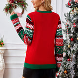 Woochic pull de Noël col en rond lâche contrasté motif chaton