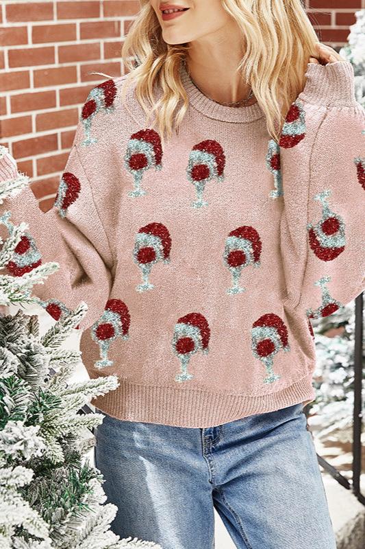 Woochic pull de Noël col en rond manches bouffantes rose S