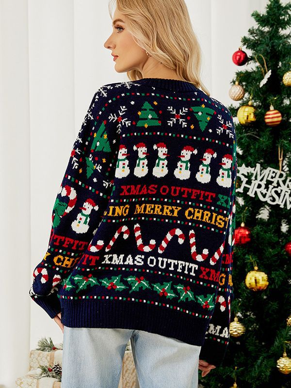 Woochic pull de Noël col rond paillettes motif sapin de Noël